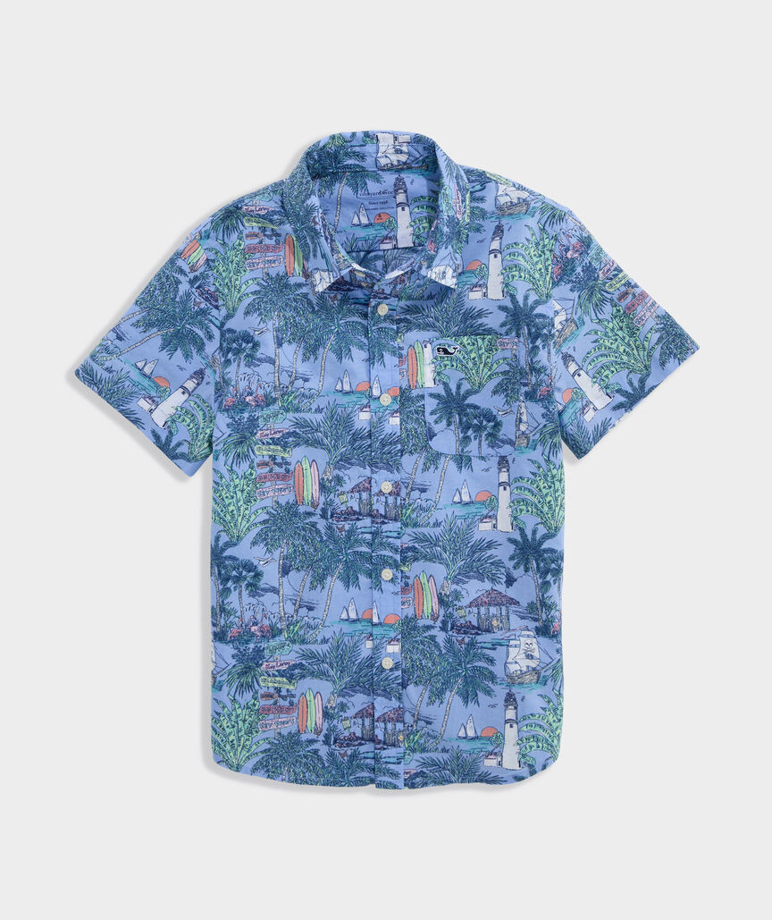 Boys' Printed Cotton Short-Sleeve Shirt | vineyard vines