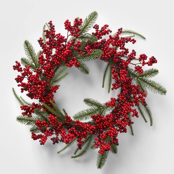 21in Unlit Holly Berry Greenery Artificial Wreath - Wondershop&#8482; | Target