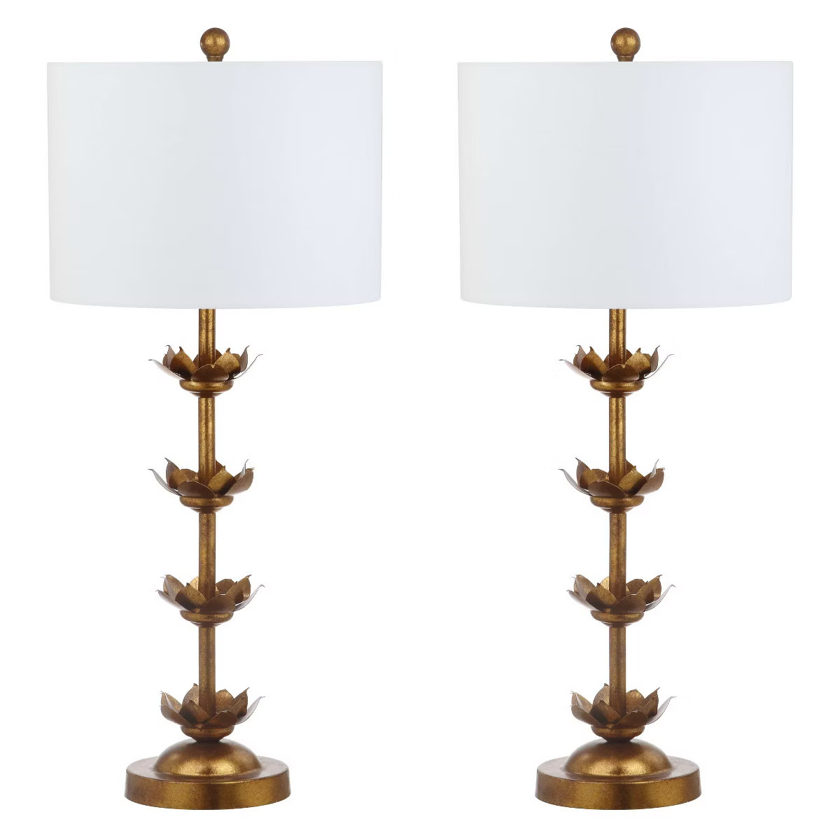 (Set of 2) 32" Lani Leaf Table Lamp Antique Gold (Includes LED Light Bulb) - Safavieh | Target