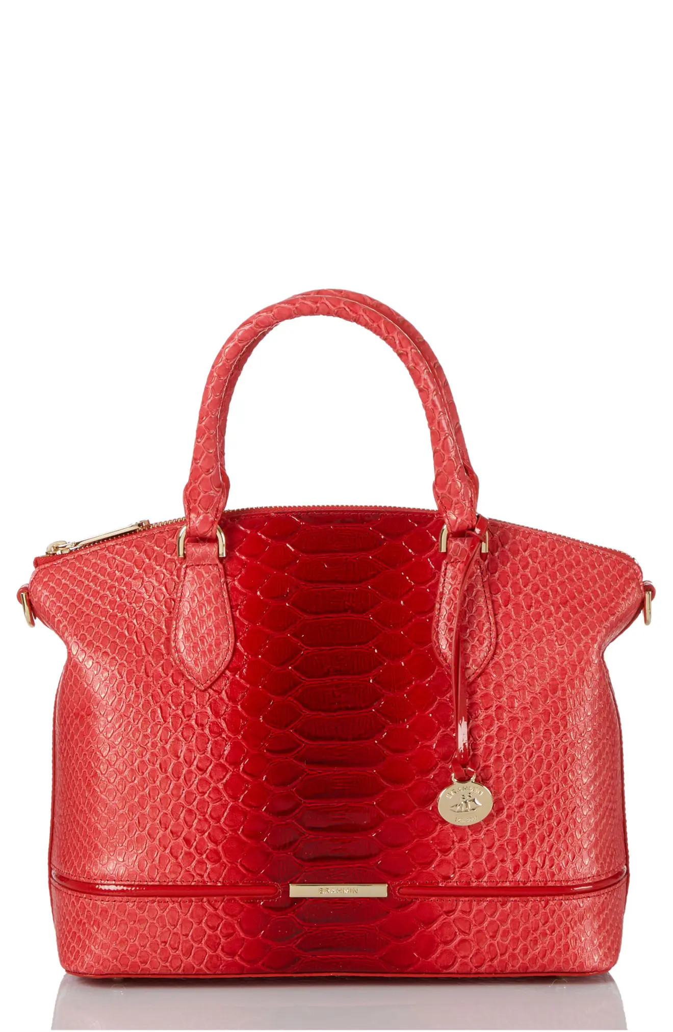 Brahmin Duxbury Croc Embossed Leather Satchel in Flame Calimero at Nordstrom | Nordstrom