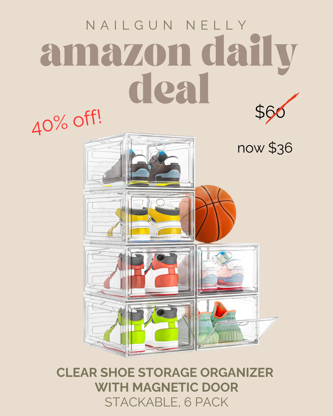 Amazon Daily Deal! - Clear Shoe Storage Organizer with Magnetic Door,
Stackable, 6 pack 

 #LTKmomlife #LTKHome #LTKSaleAlert