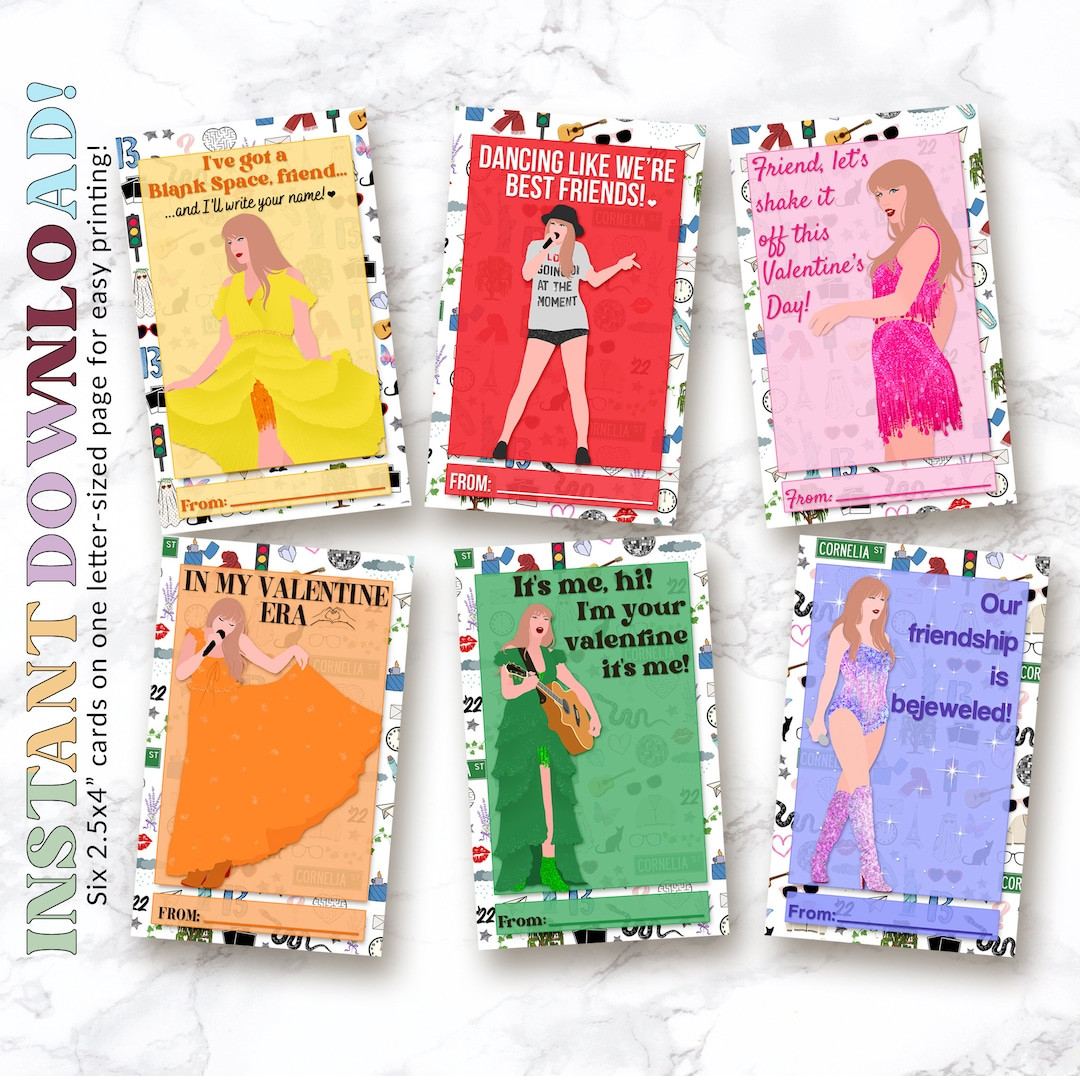 Taylor Swift valentine cards, Taylor Swift valentine card, Swifties valentine cards, valentine ca... | Etsy (US)