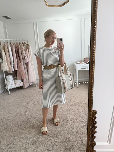 This Shirtdress from Target is an easy and comfortable outfit choice. I love how this looks with a belt and these sandals from Target for a casual springtime outfit. The fit is tts  

#LTKSeasonal #LTKfindsunder50 #LTKstyletip