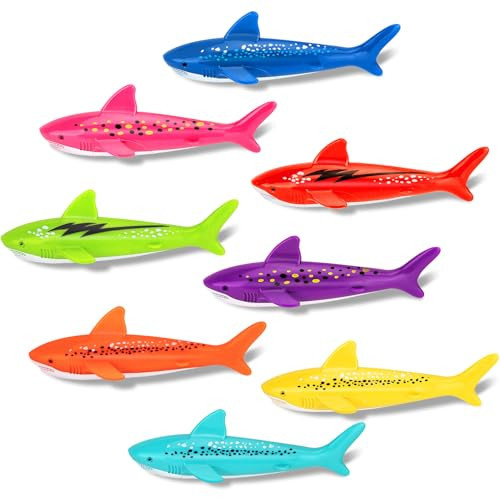 Korlon Tec Underwater Diving Toys Set, 8 Pack Shark Pool Torpedo Toys Colorful Training Pool Toys for Kids Ages 4-8, Sinking Throwing Dive Toys for Summer Pool Swimming Party Fun Games | Amazon (US)
