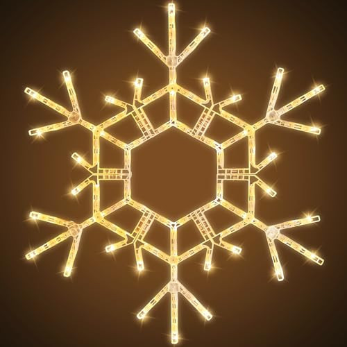 Brightown Christmas Snowflake Lights Outdoor, 108 LED 36" Folding Big Snowflake Hanging Lights, Waterproof Christmas Decorations for Window, Indoor House, Porch, Eave, Pergola, Warm White | Amazon (US)