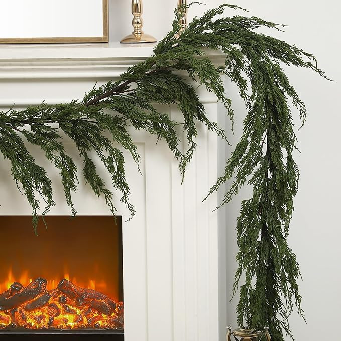 1 PCS 6 ft Christmas Cypress Cedar Garland - Artificial Real Touch Pine Needles Holiday Garland f... | Amazon (US)