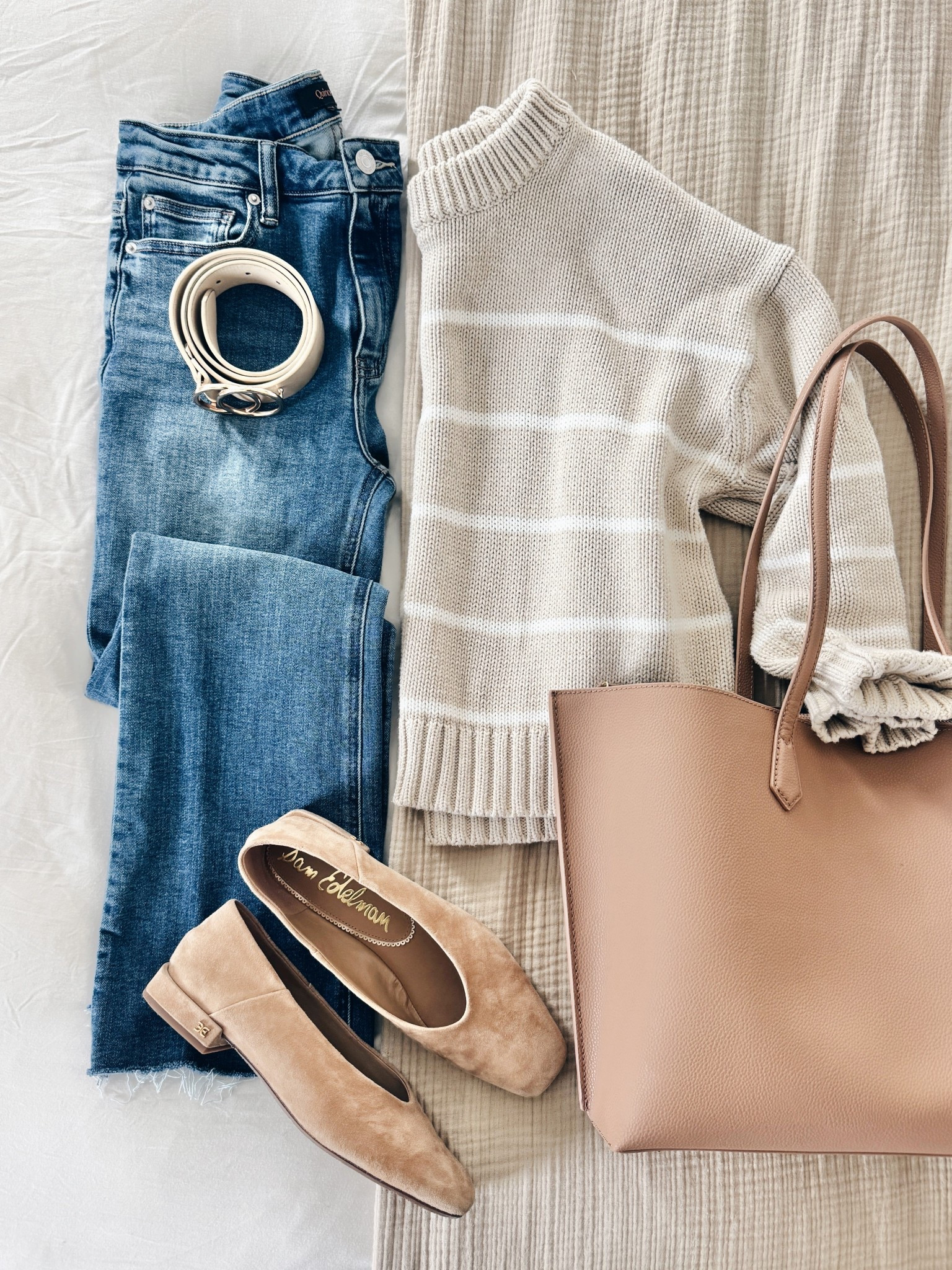 Spring transition outfit. I have size 28x30 in the jeans and small in the sweater. Shoes true to size.  

#LTKWorkwear #LTKTall #LTKOver40