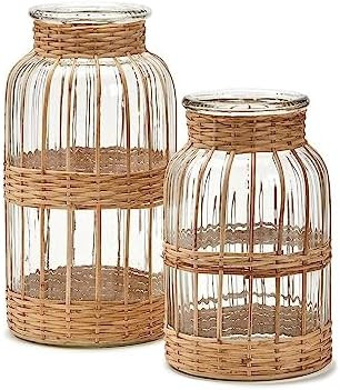Two's Company Set of 2 Hand Crafted Bamboo Weaving Lantern/Vase | Amazon (US)