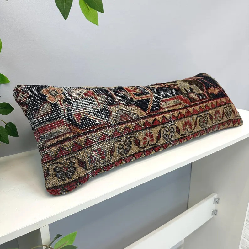 Vintage Kilim Pillow Cover 12x35", Luxury Lumbar Pillow, Turkish Rug Pillow, Vintage Cushion Cove... | Etsy (Global)