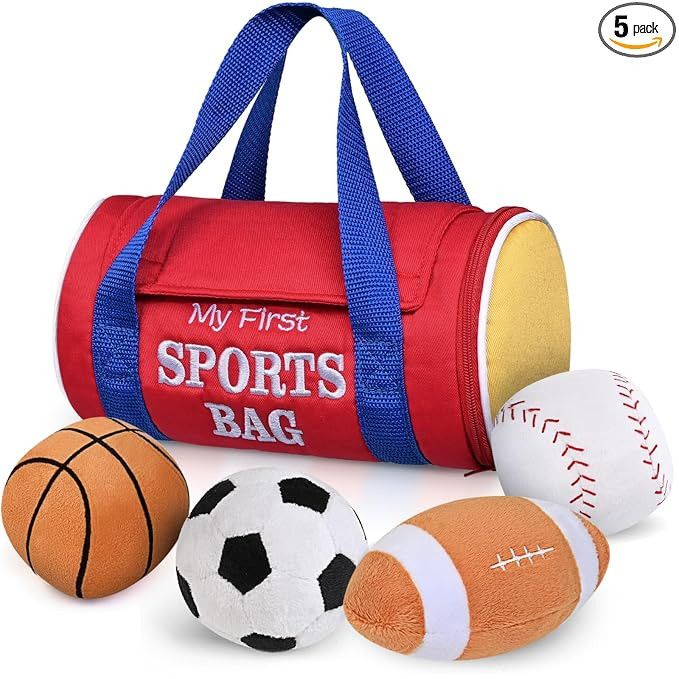 KMUYSL Baby Toys 0-12 Months, My First Sports Bag Plush Toy - 4 Sensory Balls Soft Toys with Crin... | Amazon (US)