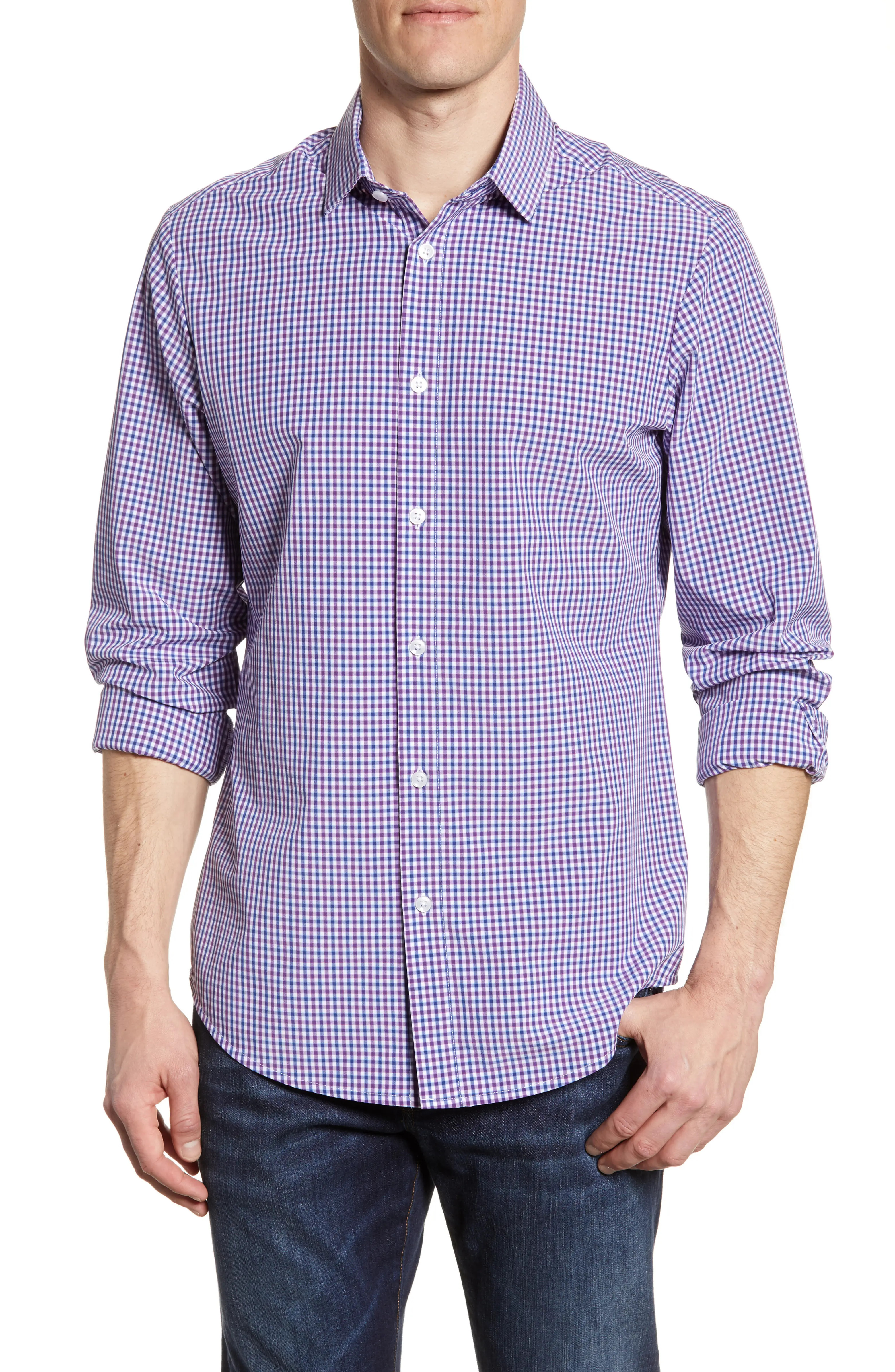 Montoya Trim Fit Multi Check Performance Sport Shirt | Nordstrom