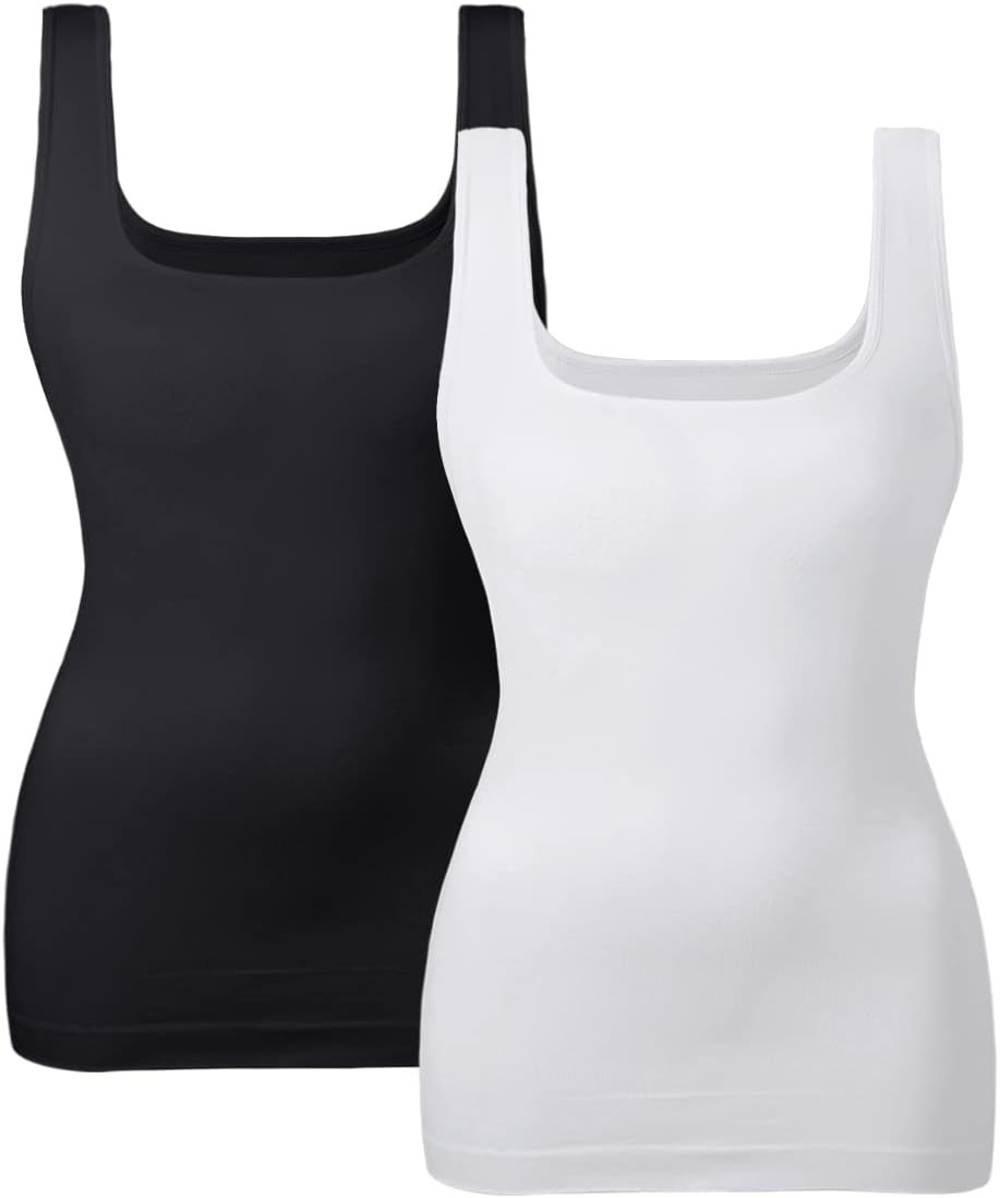 Women's Tummy Control Shapewear Tank Tops Seamless Square Neck Compression Tops Slimming Body Shaper Camisole | Amazon (US)
