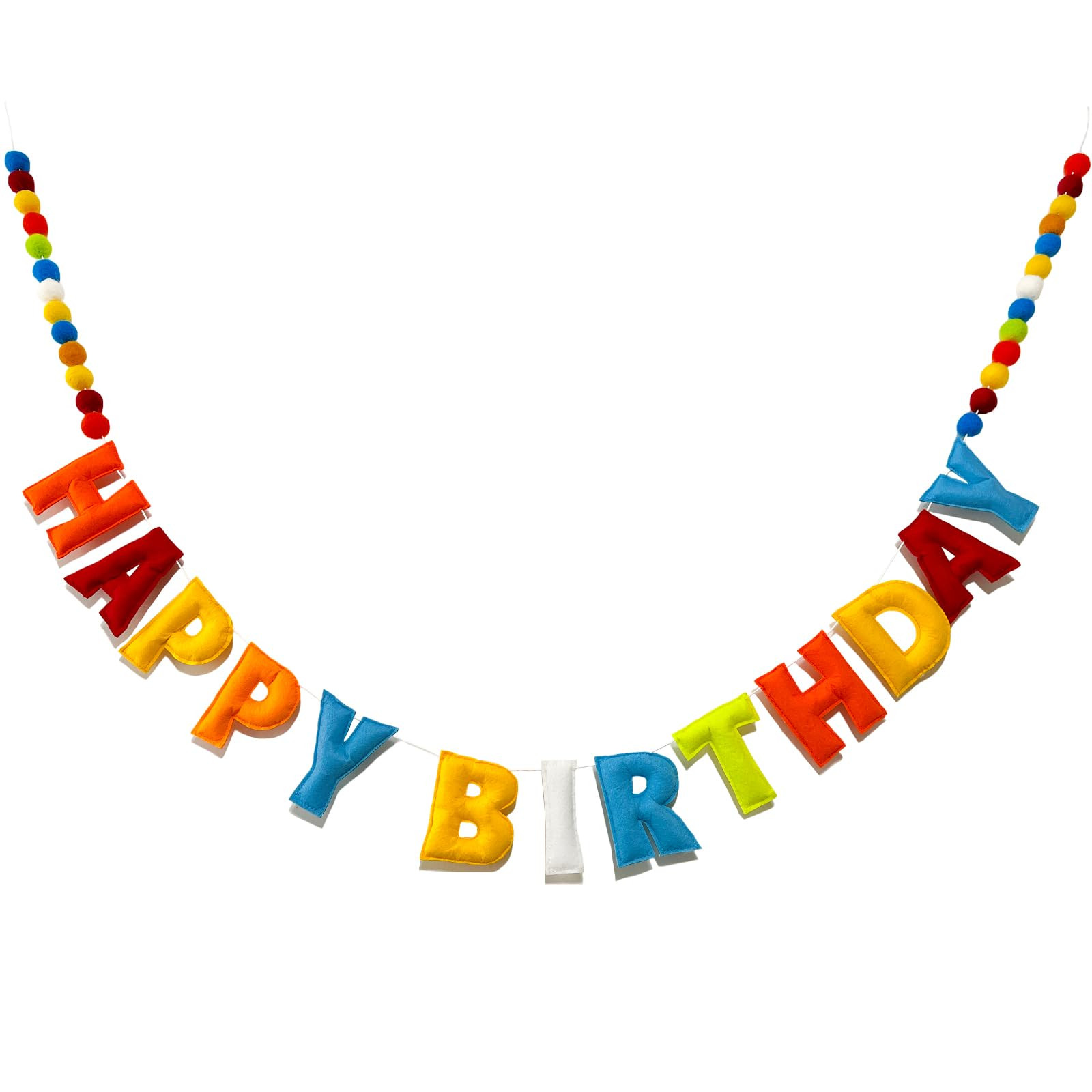 Pre-Strung Happy Birthday Banner - Felt Ball Garland, Rainbow Party Decorations, HAPPY BIRTHDAY G... | Amazon (US)