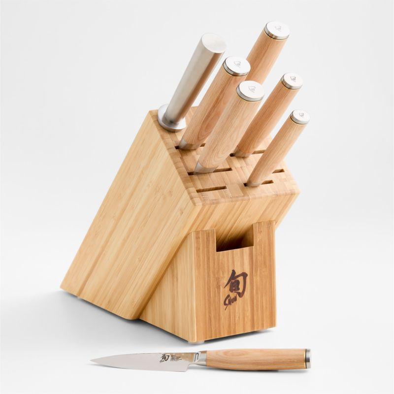 Shun Premier Blonde 8-Piece Knife Block Set | Crate & Barrel | Crate & Barrel
