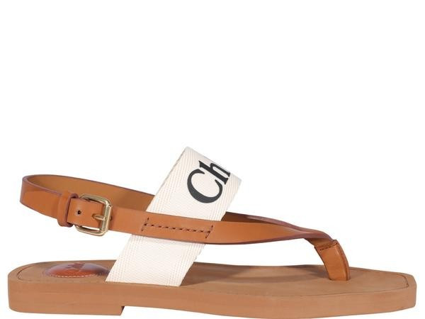 Chloé Woody Logo Thong Sandals | Cettire Global