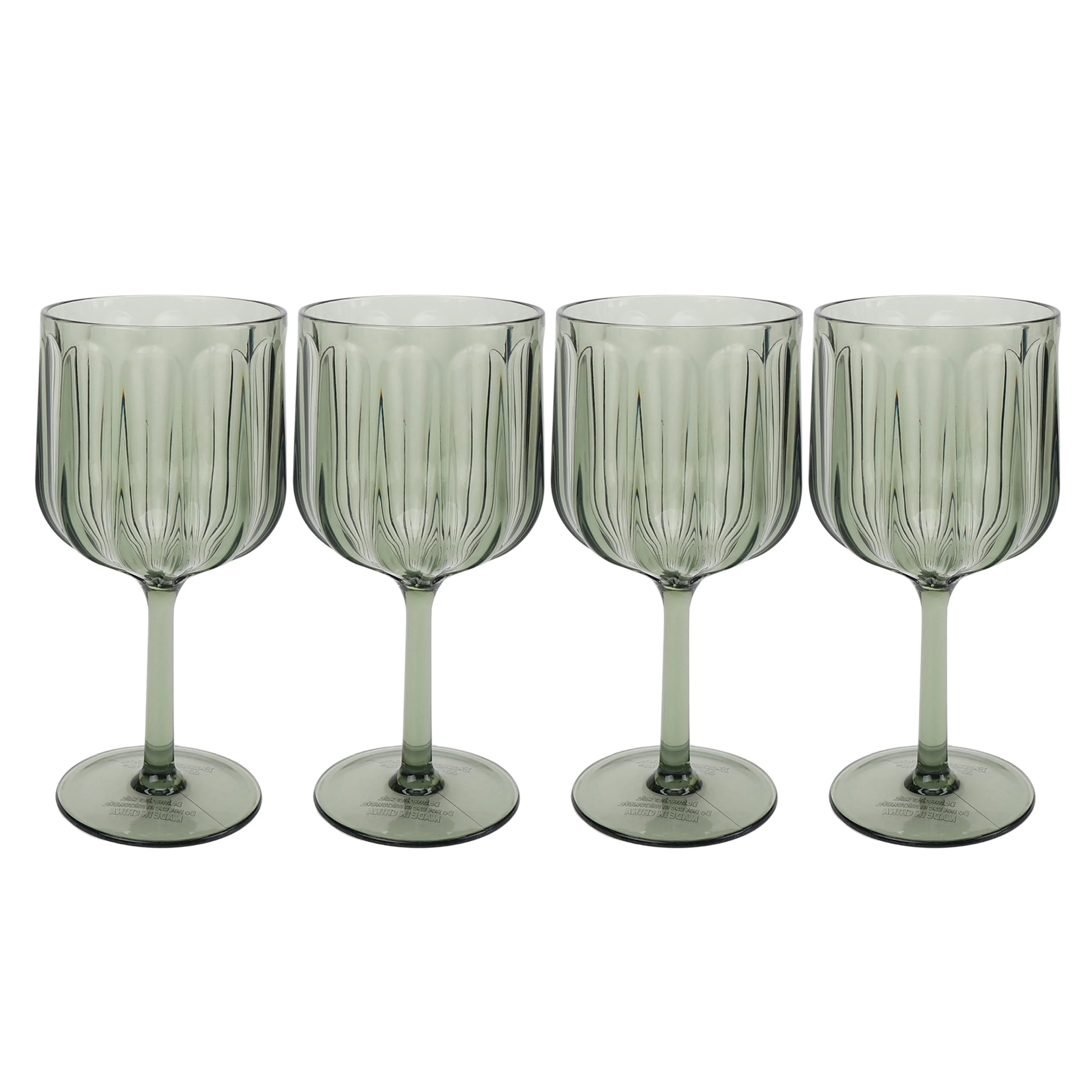 Better Homes & Gardens 4-Piece 17-Ounce Tritan Plastic Stemmed Wine Glass Set, Green | Walmart (US)