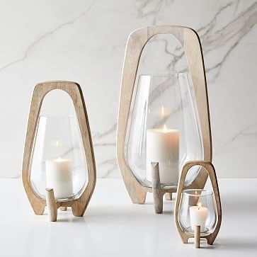 Mid-Century Wood Lanterns - Whitewashed | West Elm (US)