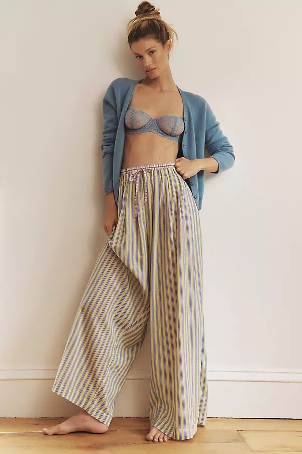 By Anthropologie Mixed Stripe Wide-Leg Pyjama Trousers | Anthropologie (UK)