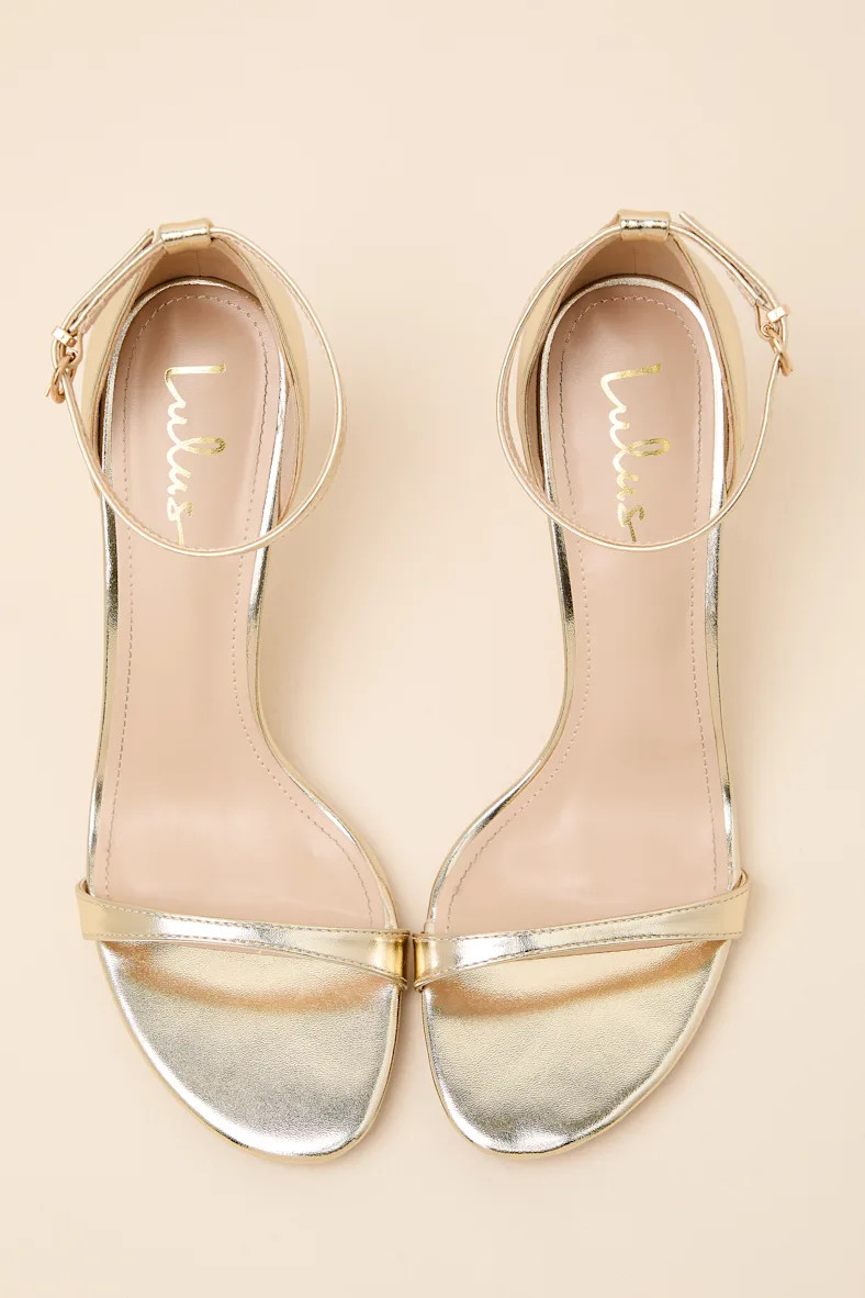Dottie Gold Ankle Strap High Heel Sandals | Lulus