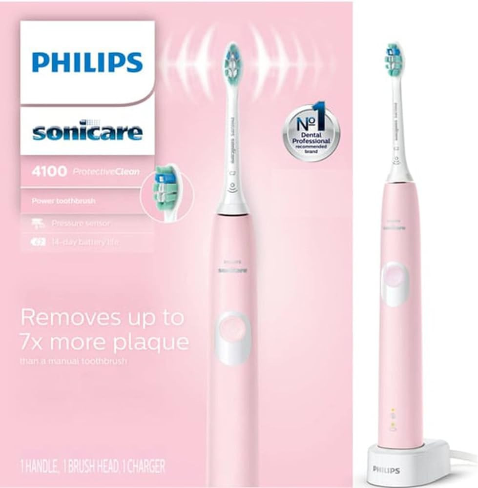 Philips Sonicare ProtectiveClean 4100 Electric Rechargeable Toothbrush, Plaque Control, Pastel Pi... | Amazon (US)
