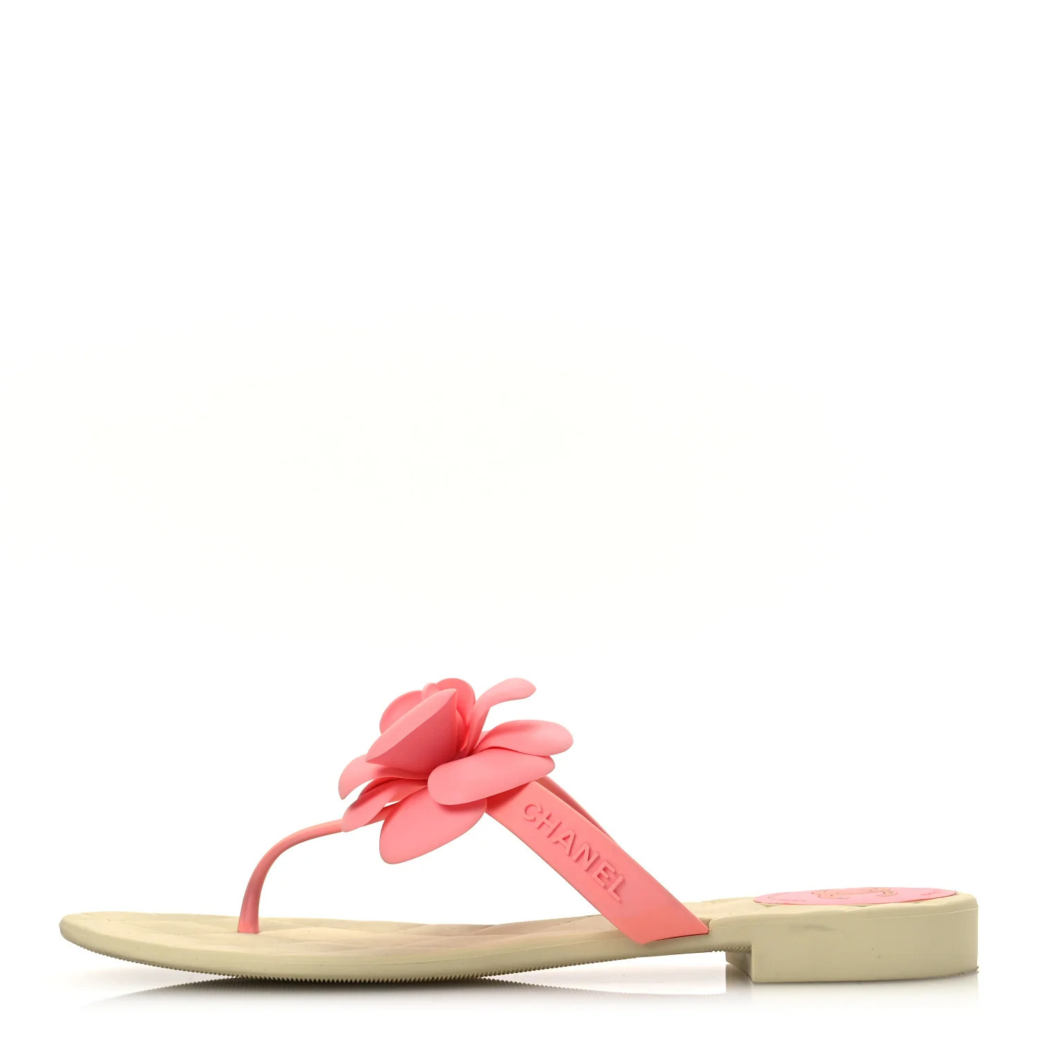 Jelly Quilted Camellia Thong Sandal 39 Pink Beige | FASHIONPHILE (US)