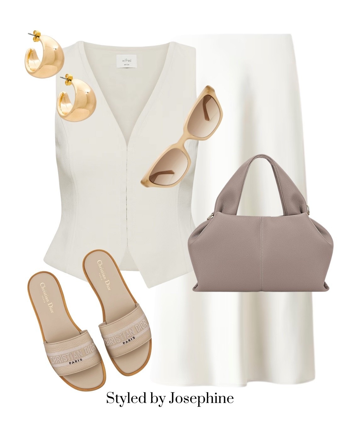 Minimal, polished, and oh-so-elegant. This monochrome look is proof that neutrals never get boring. Pair a structured vest with a flowy satin skirt for a timeless chic vibe 🤍"

Tags
creamvest satinmidiskirt Diorslides, neutraltotebag goldhoopearrings beige sunglasses minimalistsummeroutfit elevatedbasics neutralsummerstyle chicworkoutfit

#LTKWorkwear #LTKStyleTip #LTKFindsUnder50