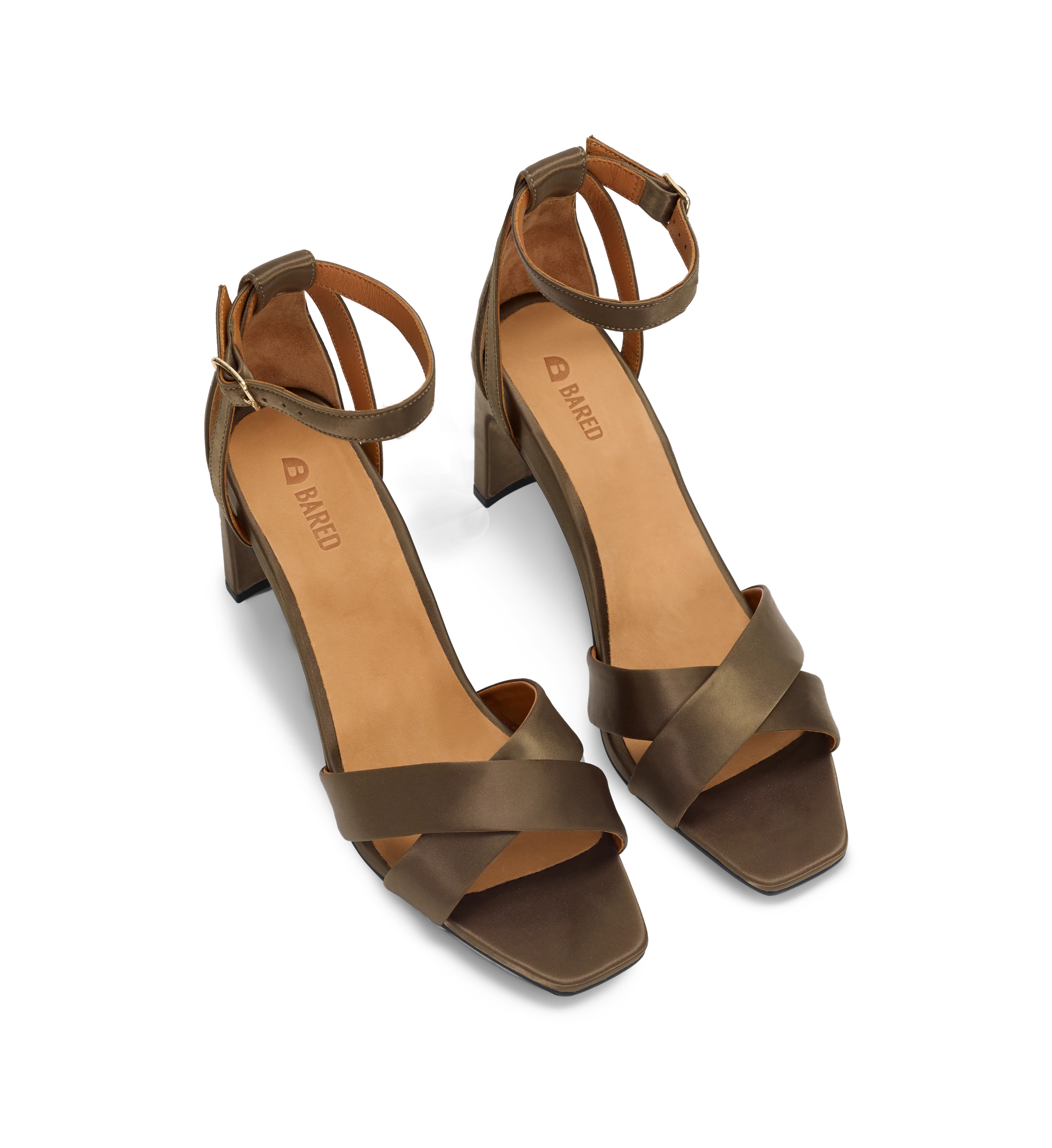 Nuthatch Olive Green Satin High Heels | Bared Footwear. | Bared Footwear