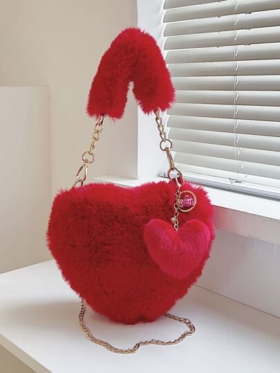 Heart Design Fluffy Novelty Bag | SHEIN