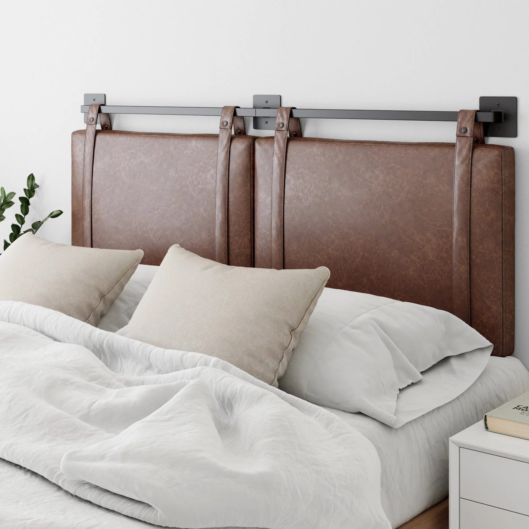 Upholstered Queen Wall Mount Headboard Brown | Nathan James