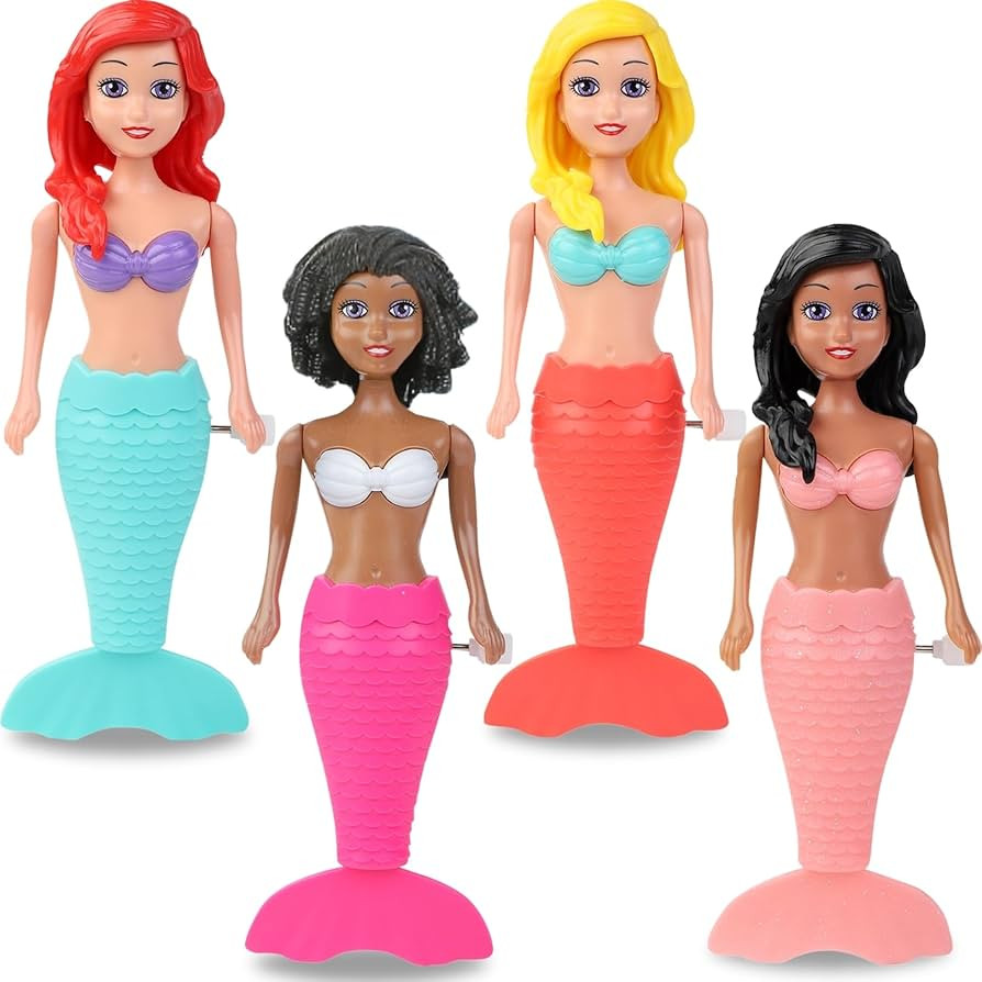 Mermaid Bath Toys for Toddlers Kids Girls - Princess Wind Up Tail Flap Floating Water Bathtub Toy... | Amazon (US)