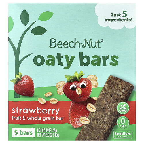 Beech-Nut, Oaty Bars, 12+ Months, Strawberry, 5 Bars, 0.78 oz (22 g) Each | iHerb