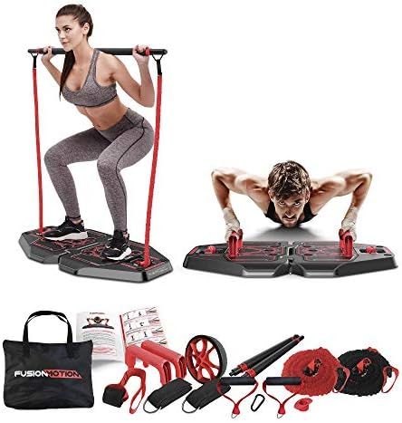 Fusion Motion Portable Gym with 8 Accessories Including Heavy Resistance Bands, Tricep Bar, Ab Ro... | Amazon (US)