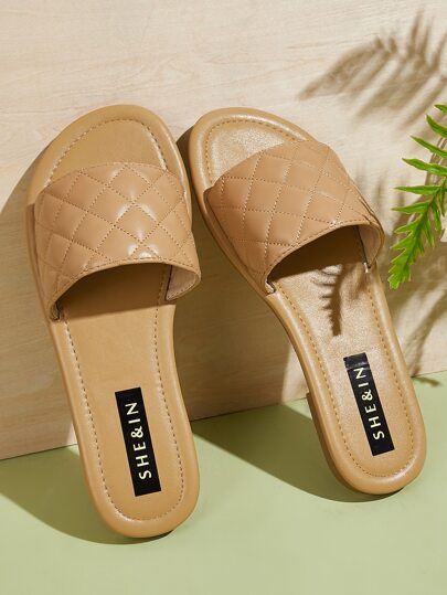 Quilted Wide Fit Sliders | SHEIN