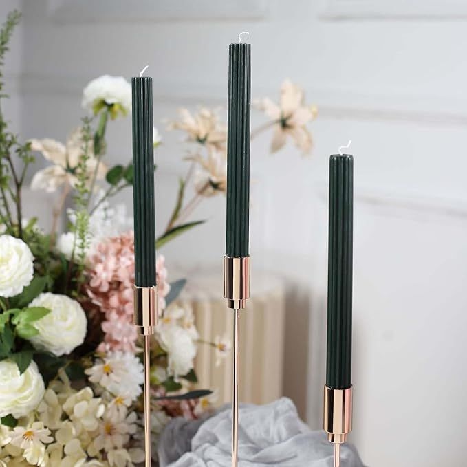 Efavormart 5 Pack | 9" Hunter Emerald Green Premium Unscented Ribbed Wick Taper Candles, Tall Rib... | Amazon (US)