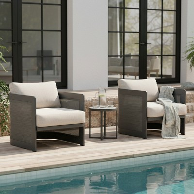 2pcs Patio Accent Chair Club Chair Outdoor Sofa Lounge Chair with Black Rust Resistant Frame&Beige Cushion - ModernLuxe | Target