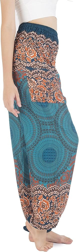 Boho Pants 2-Pocket Flowy Harem Pants Women for Yoga Travel Hippie Clothes | Amazon (US)