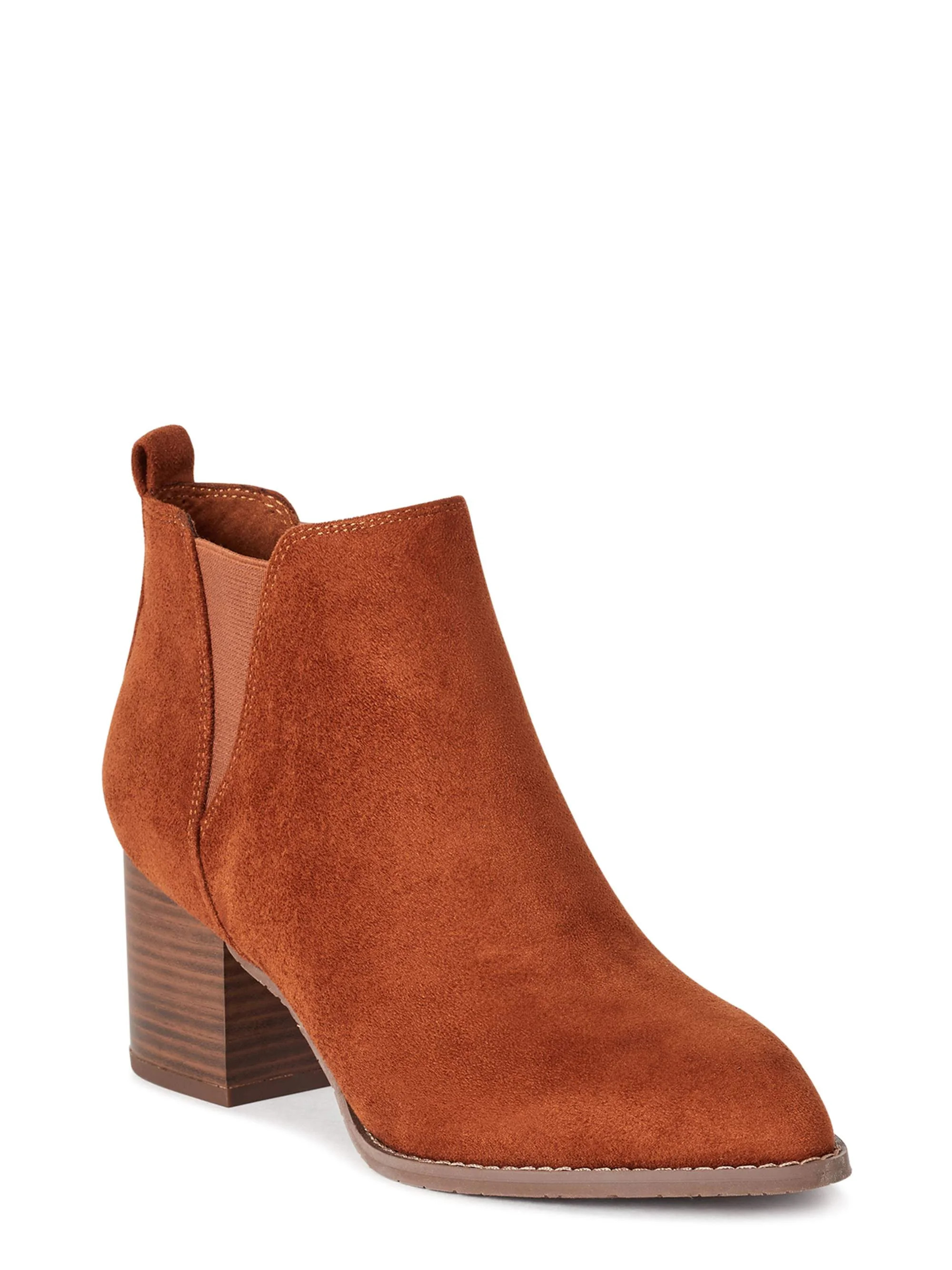 Melrose Ave Vegan Suede V Gore Block Heel Bootie (Women's) | Walmart (US)