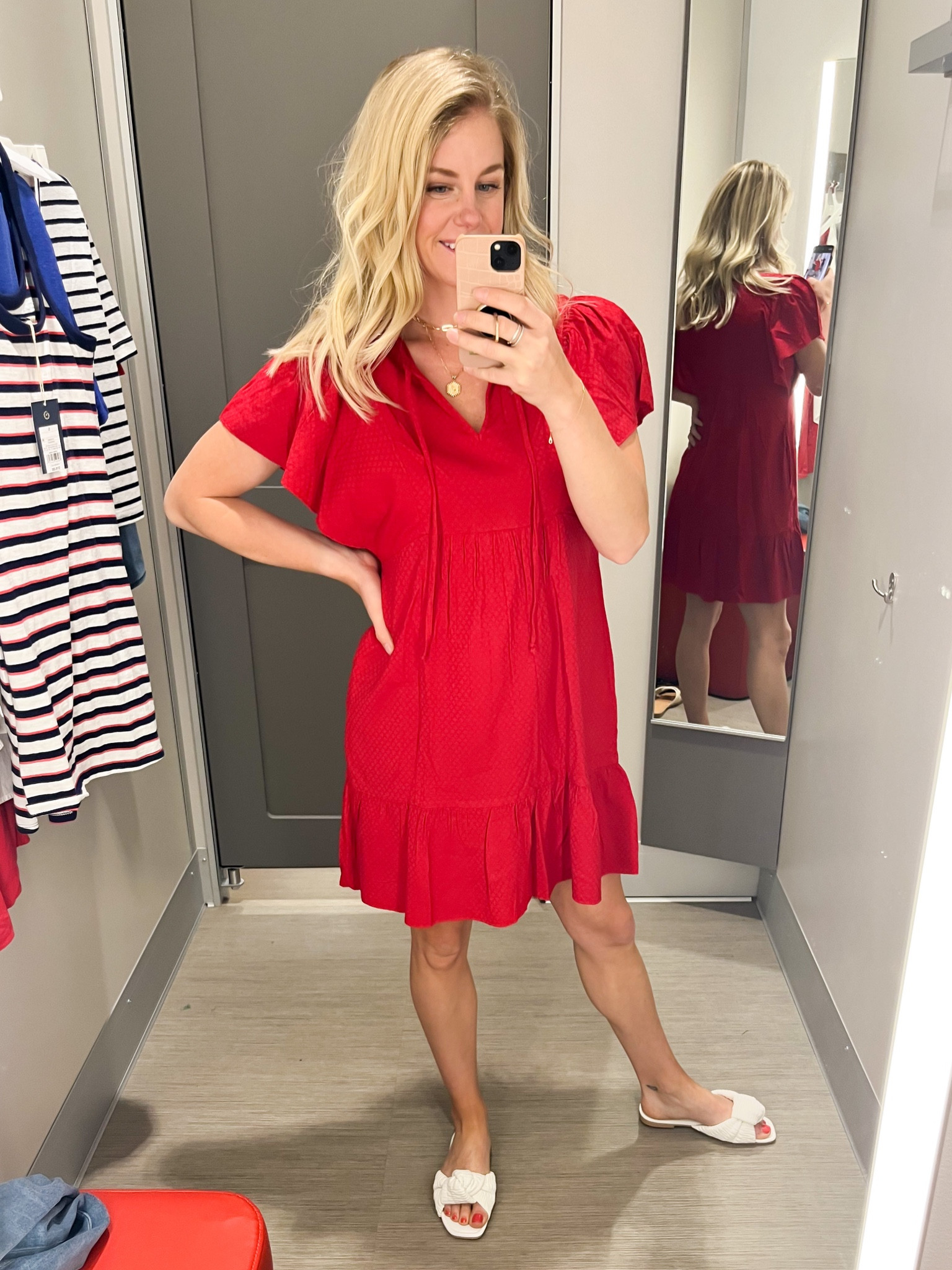 4th of July outfit!! This dress is so comfy and on sale for $22. Available in 4 colors. Wearing size XS. 

Target. Target style. Fourth of July outfit. Fourth of July. Summer dress  

#LTKunder50 #LTKworkwear #LTKsalealert
