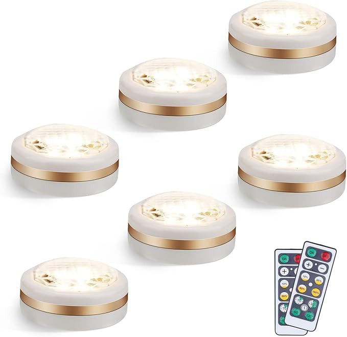Puck Lights with Remote,Wireless Under Cabinet Lighting Battery Operated,Nightlight with Adjustab... | Amazon (US)
