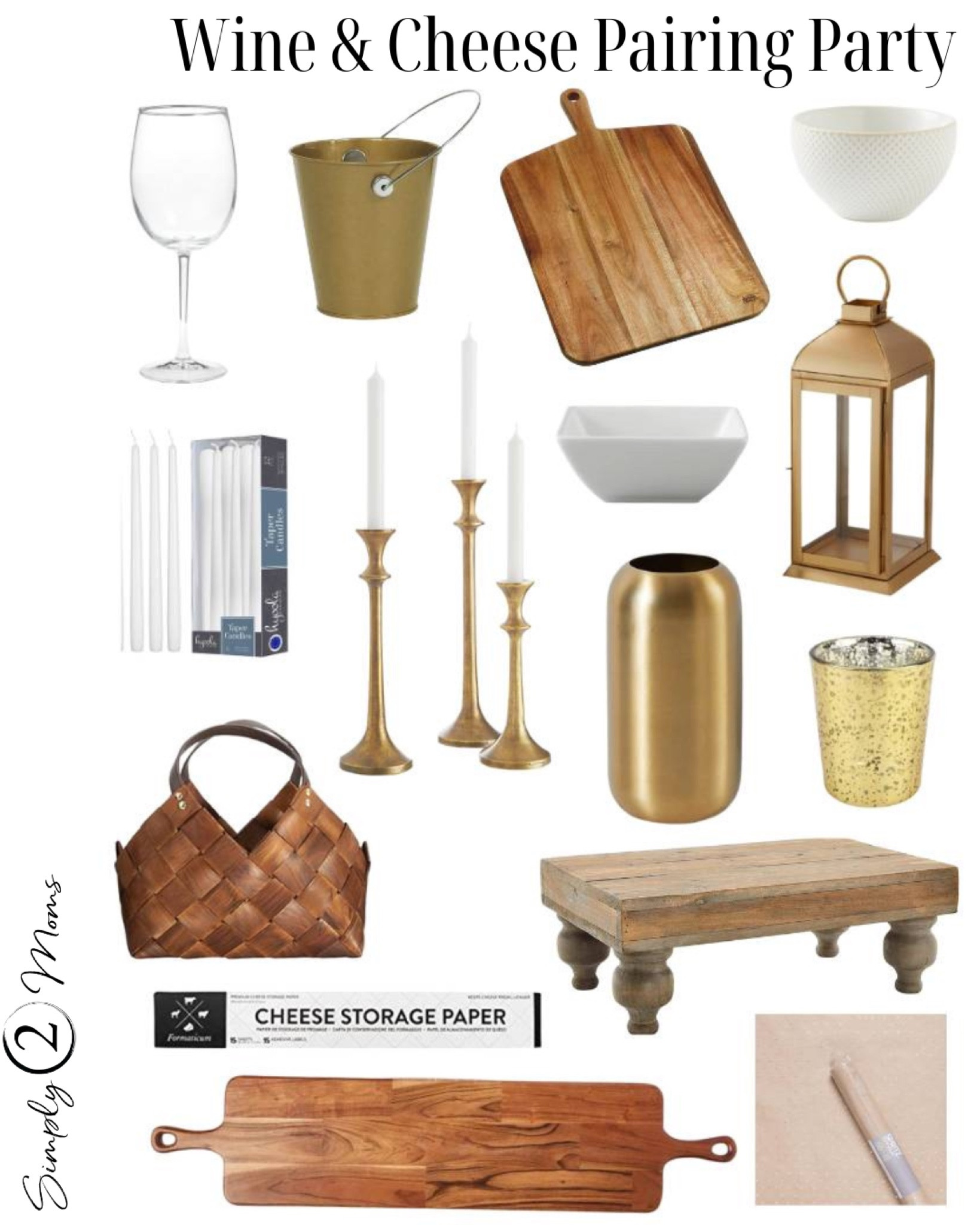 Gather friends and throw a fabulous wine tasting party! Everything you need to create a delicious grazing table to enjoy while sipping the night away. Charcuterie boards, cheese paper, wine glasses, bowls. Gold decorative accents and candles create the ambience for your get together.

#LTKunder50 #LTKHoliday #LTKhome