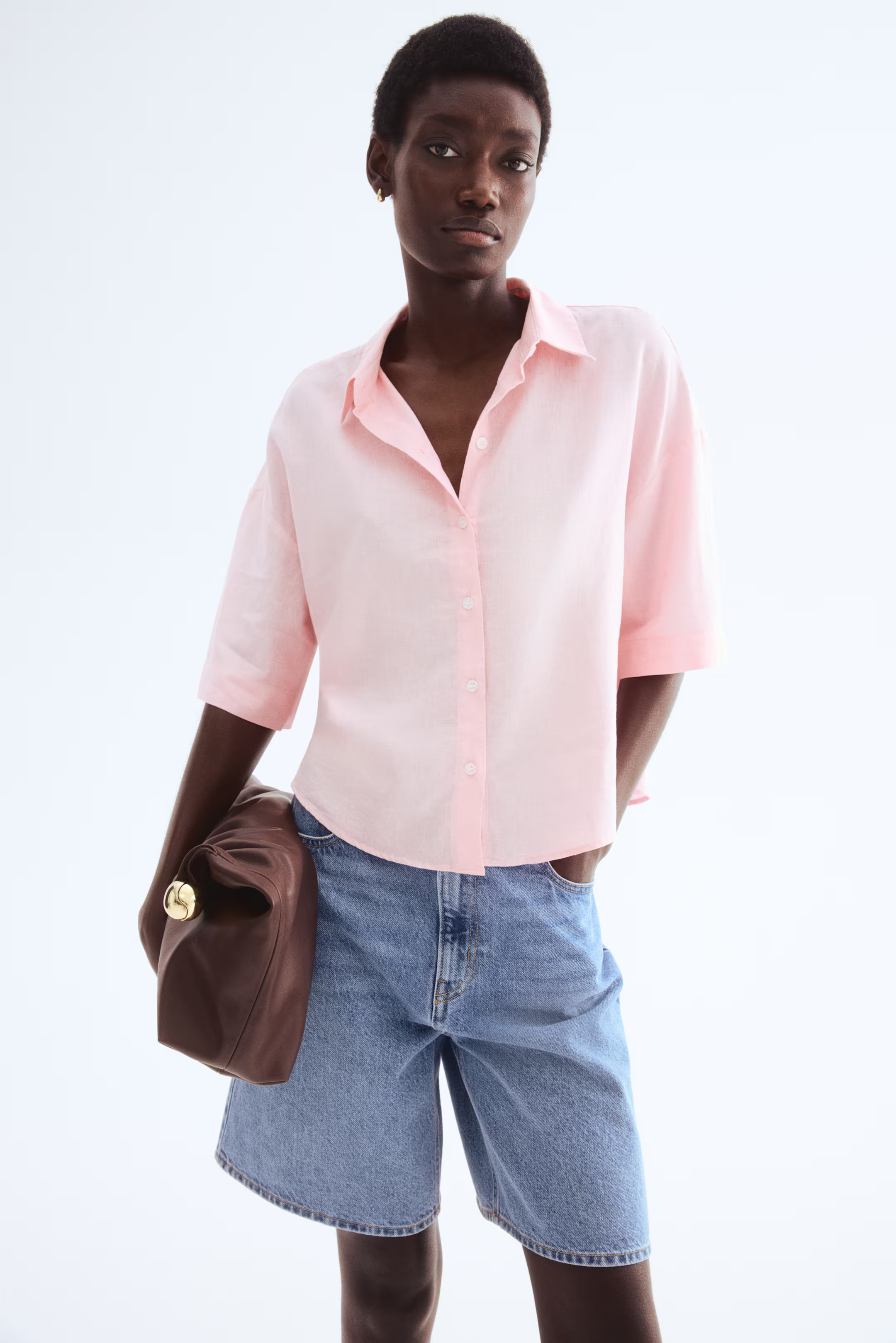 Overhemd van linnenmix - Lichtroze - DAMES | H&M NL | H&M (DE, AT, CH, NL, FI)