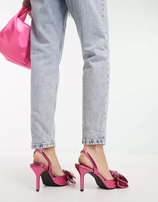 RAID Exclusive Martini pointed heeled shoe with bow in metallic pink | ASOS (Global)