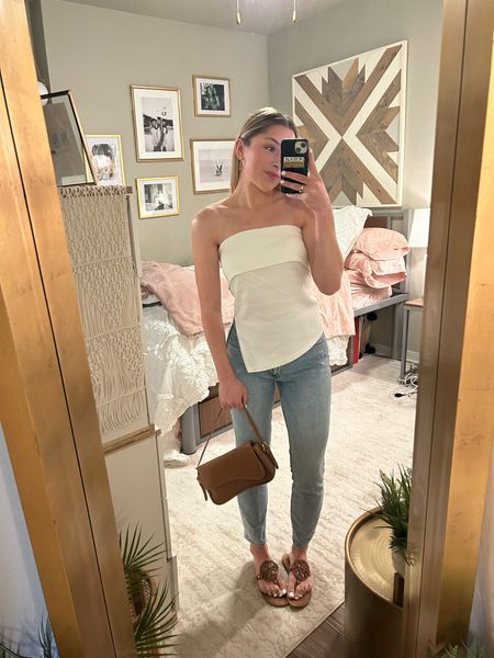 the cutest white top! GREAT material!!!! has a super flattering fit! 🫶🏼 love love love this brown leather amazon bag. big enough for all the necessities and comes in a few different colors. only $30! the brown Tory Burch are an investment but I’ve had mine since sophomore year of high school and they still look great! totally worth the splurge in my opinion! 

#LTKstyletip #LTKworkwear #LTKfindsunder100