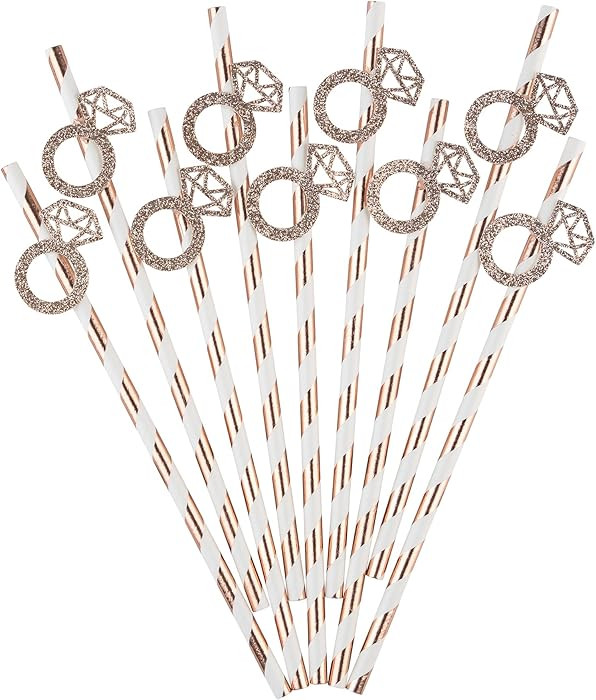 10 x Engagement Straws | Bachelorrette, Engagement Party Straws (Rose Gold) | Amazon (US)