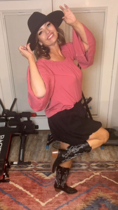 Have a country concert or rodeo coming up? Comfy, but so stinking cute! The balloon shorts are darlin! 

#countryconcert #westernoutfit #westerntop #bohostyle #cowboyboots #westernboots #crossearrings 

#LTKOver40 #LTKTall #LTKMidsize