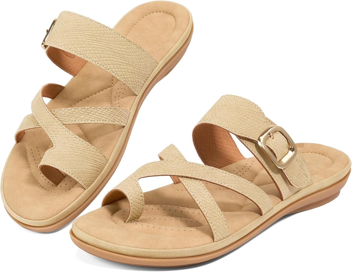 Aomigoct Dressy Slide Sandals for Women: Comfortable & Breathable Insole for Daily Walking - Adju... | Amazon (US)