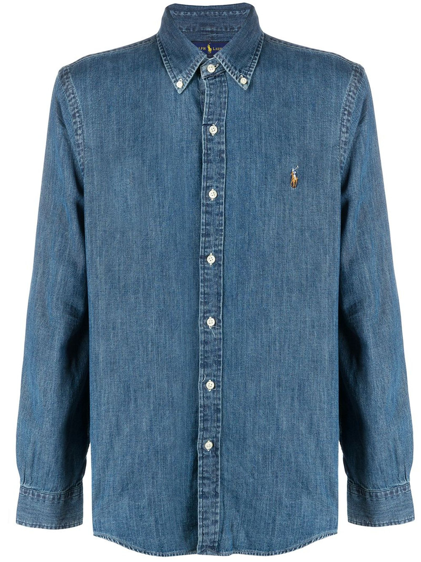 Ralph Lauren Dark Blue Cotton Button-down Logo Denim Shirt | Italist.com US
