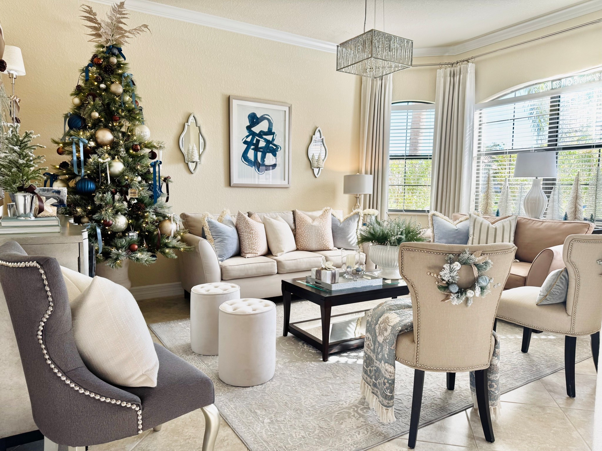 A gorgeous view of our formal living room all decorated for Christmas!🌲🩵🤎💙

Christmas Decor | Holiday Decor | Transitional Living Room Decor 

#LTKHome #LTKSeasonal #LTKHoliday