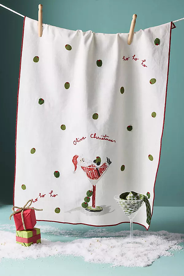 Noun New York Olive Christmas Dish Towel | Anthropologie (US)