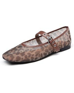 Rihero Mesh Ballet Flats for Women Square Toe Mary Jane Flats Comfortable Casual Ballerina Shoes | Amazon (US)